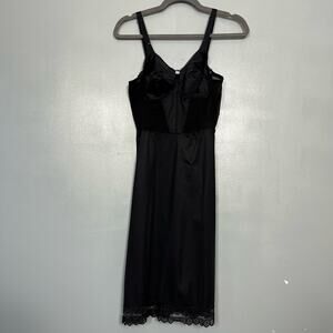 Vintage 1960s Charmode Corseted Slip Bustier Nylon Vixen Pin Up Black 34B